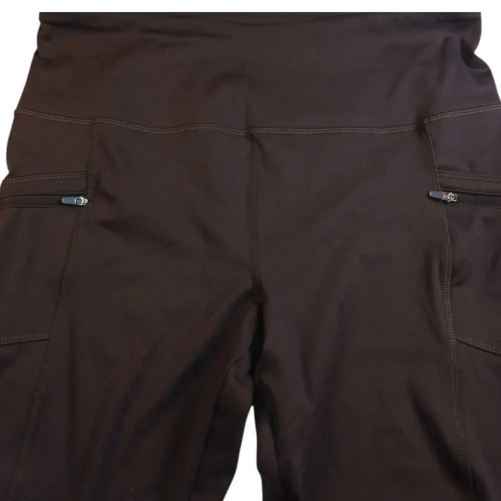 VOGO ATHLETICA Women's Brown Leggings with Zipper Pockets - Size: XL